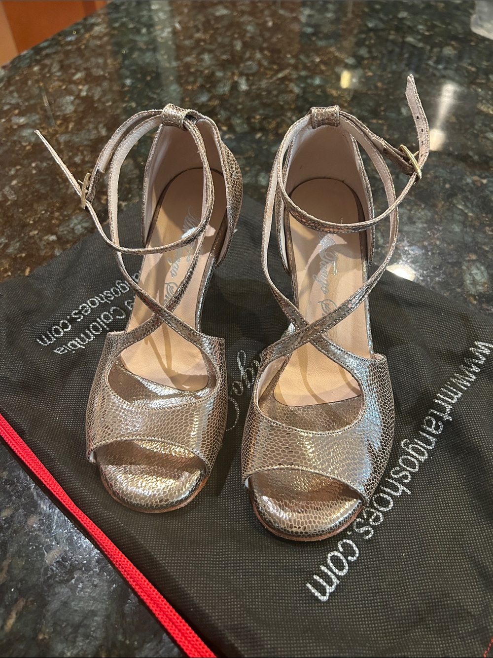 Mr. Tango Argentine tango shoes Metallic Strappy Ankle-Wrap
